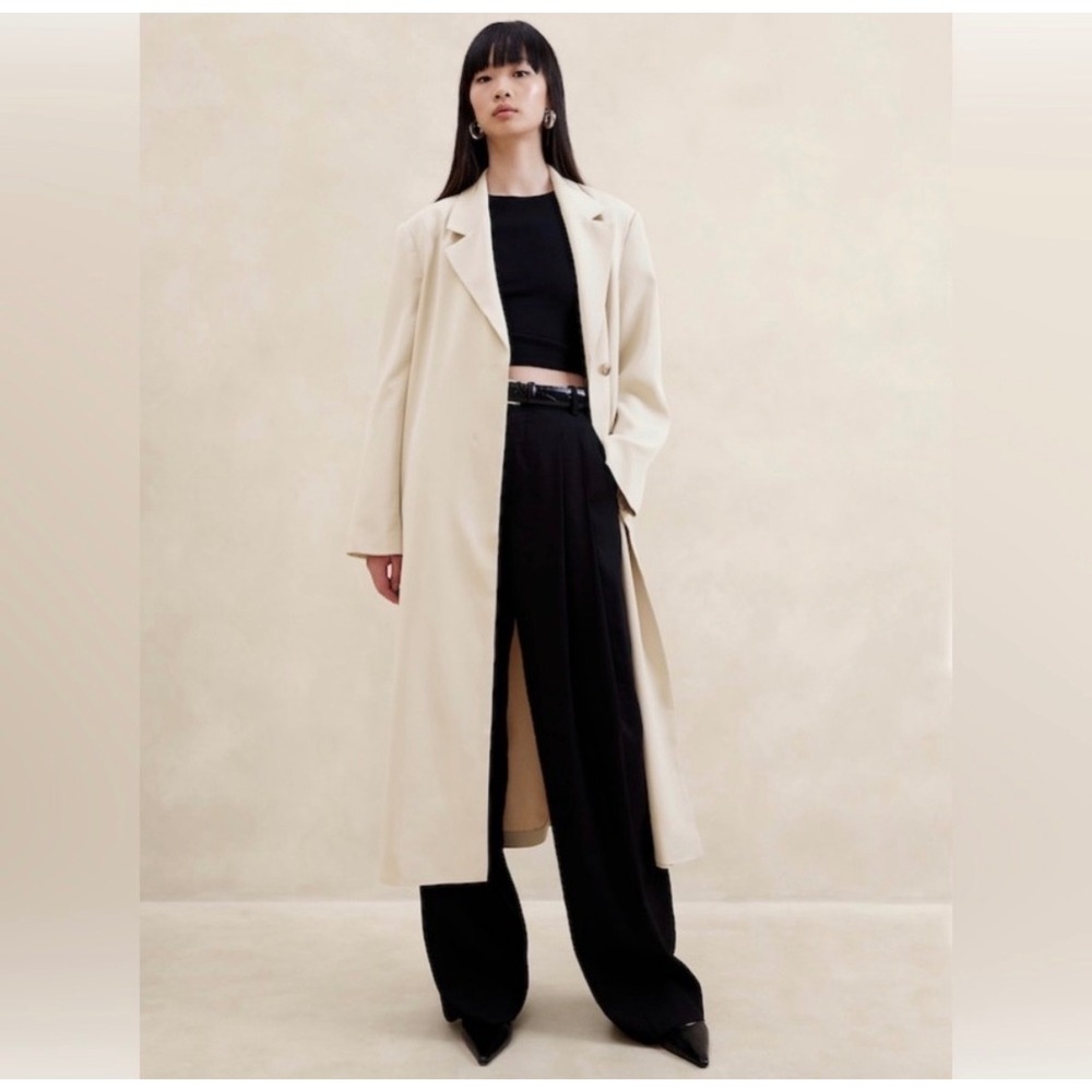 Banana Republic | 2023 Tailored Pleat Trench Coat XXL Twine Beige Longline